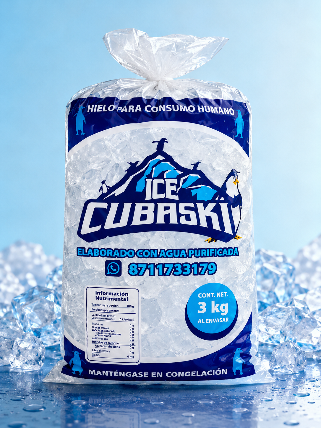 HIELO CUBASKI BOLSA DE 3 KG